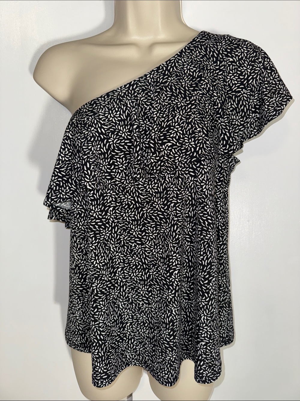 Kaari Blue One Shoulder Ruffle Top Blouse Women’s XS